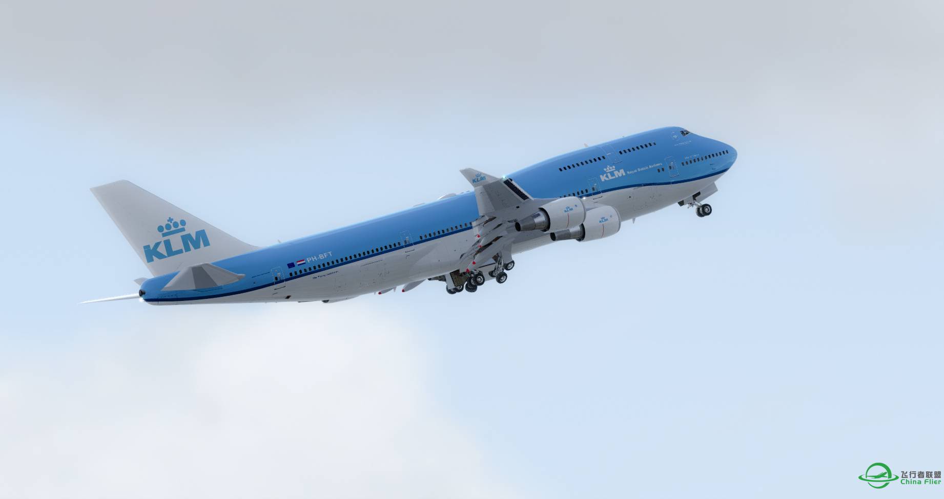 Prepar3D v4 首飞航线 荷兰皇家航空747v3 阿姆斯特丹 长途 北京-7807 