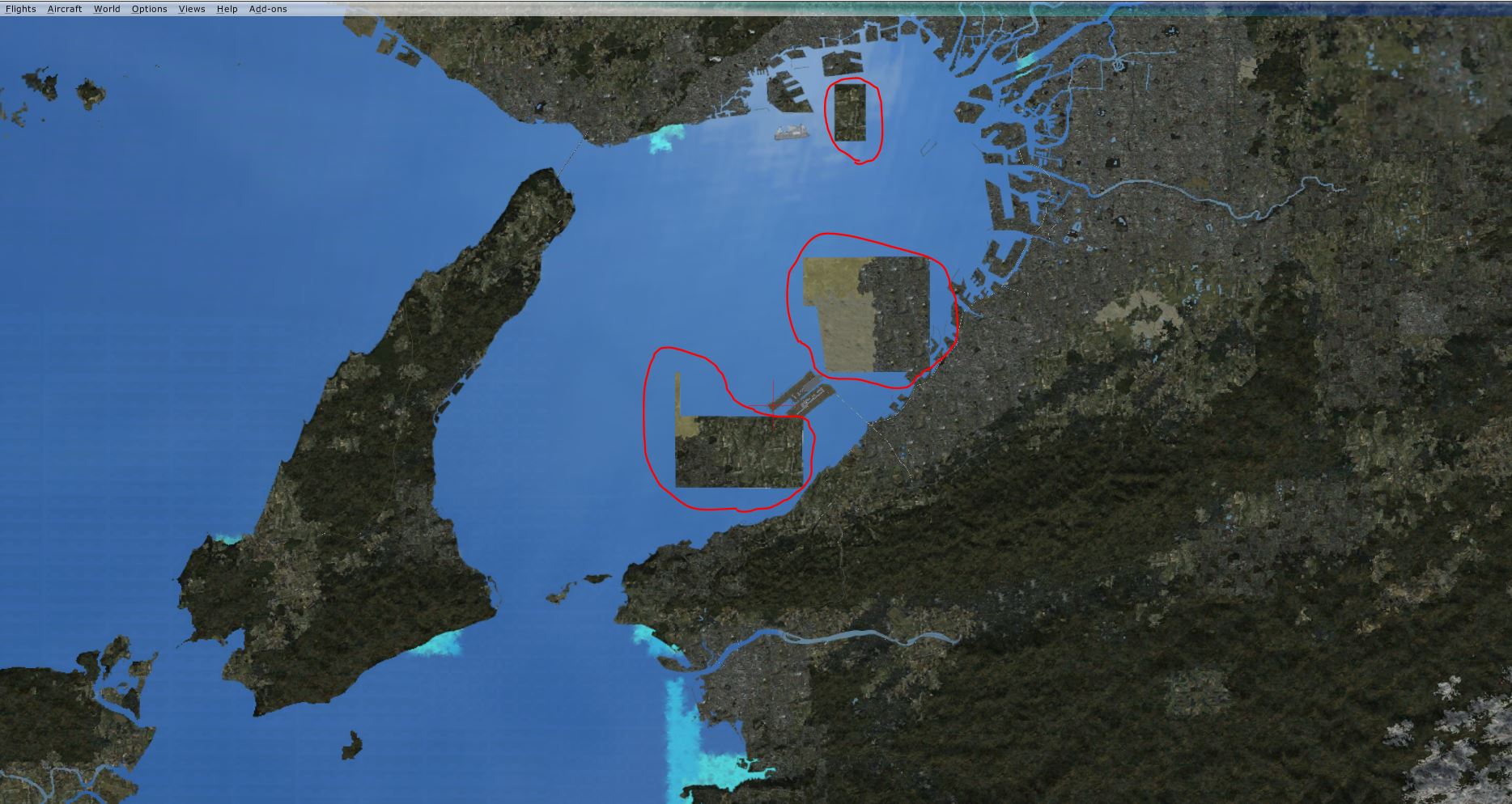 裝了Orbx - Global BASE和VECTOR後RJBB周邊海面出現不應該出現的..-5648 