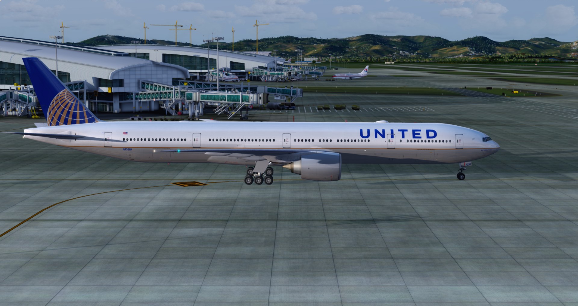 P3D V4 77W United Airlines ZGGG-KLAX-5588 