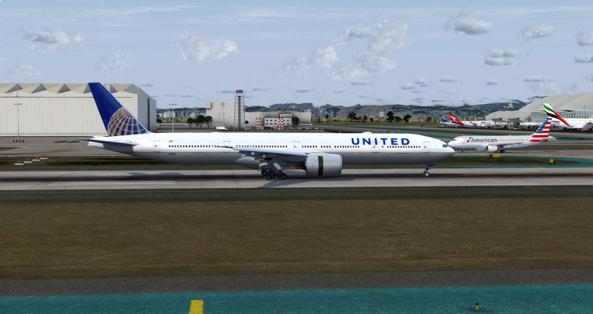 P3D V4 77W United Airlines ZGGG-KLAX-1244 