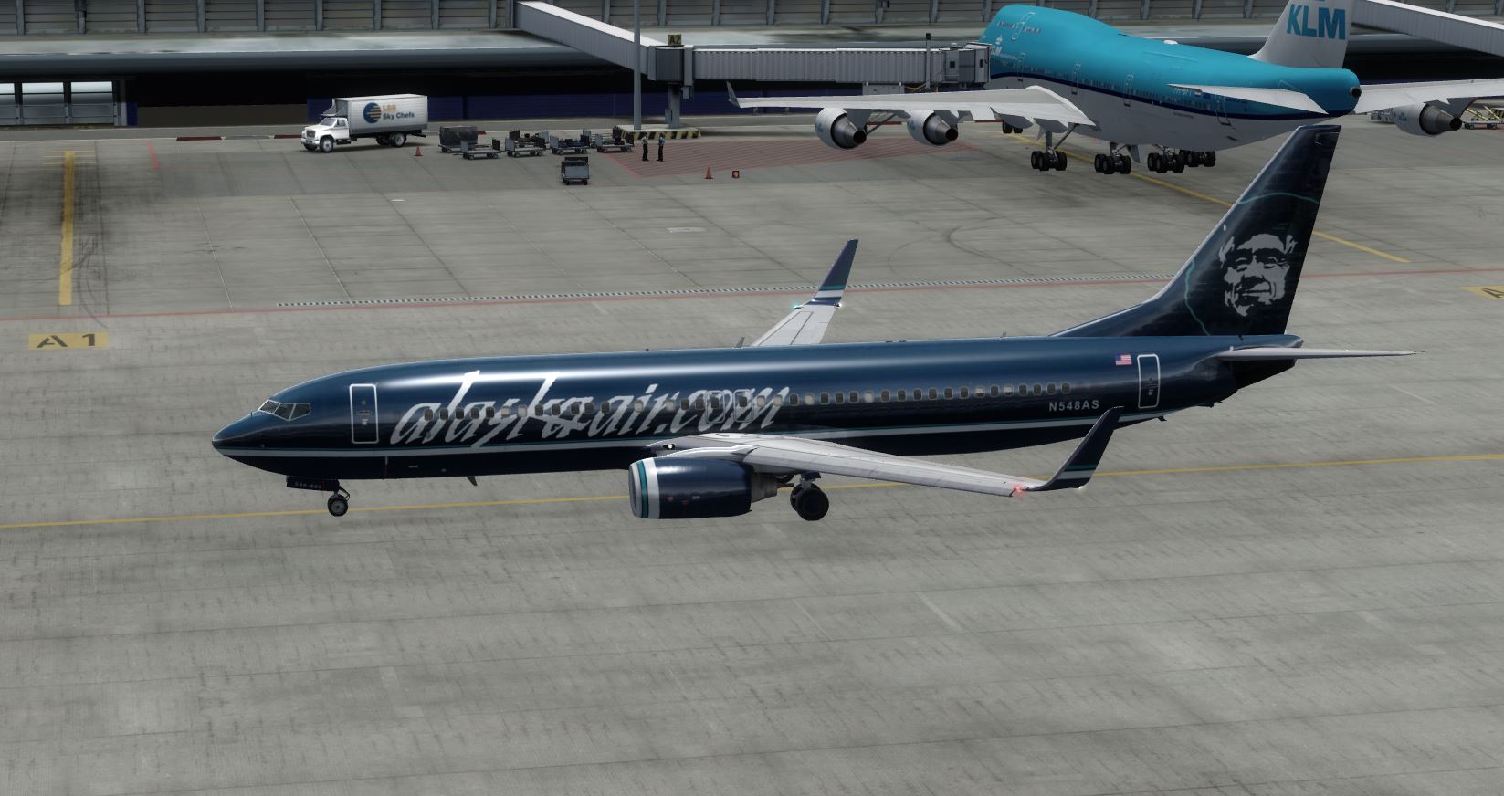 B737 Alaska Old Blue livery@ TNCM-5562 