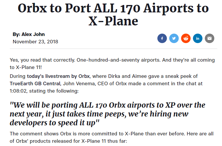 【火星】orbx有可能在19年向移植170个机场-2606 