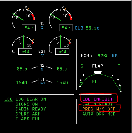 A320 E/WD上面显示的PRED W/S OFF是什么意思？-3931 