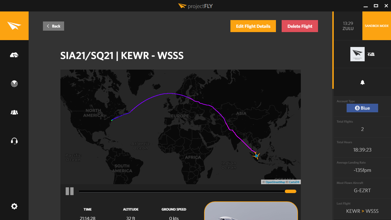 世界最远航班：SQ21：纽瓦克-新加坡 飞行记录-993 