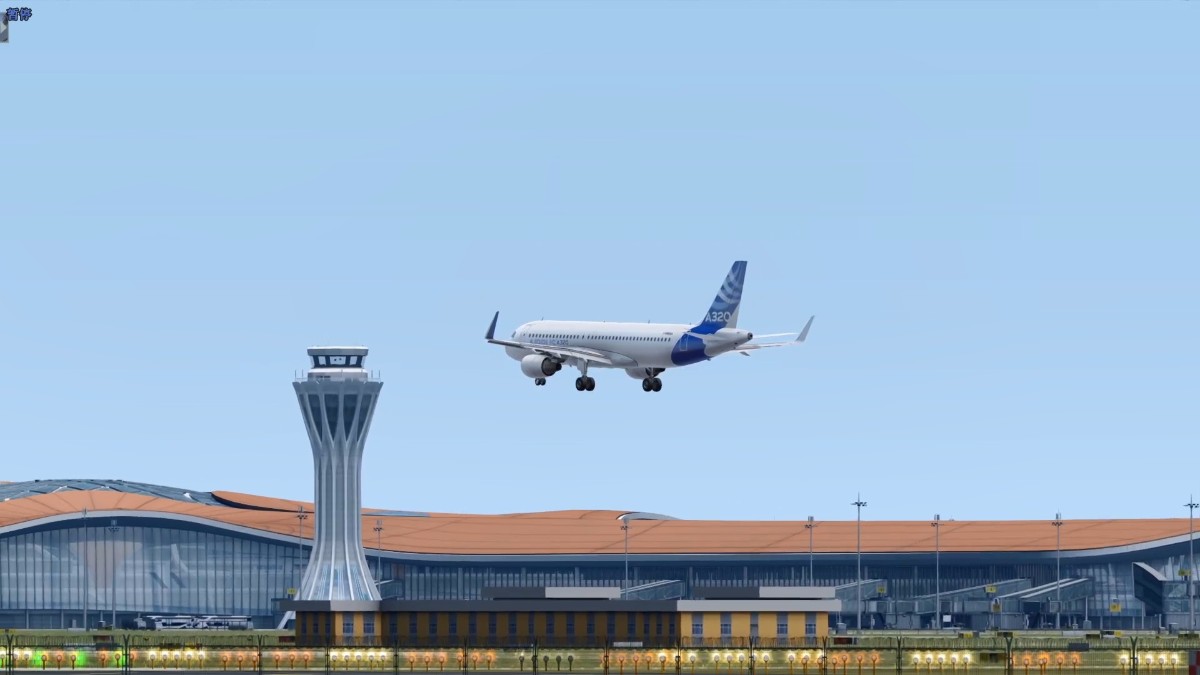 模拟拍机视频：波音747-8、空客A320 北京大兴国际机场35L跑...-7028 