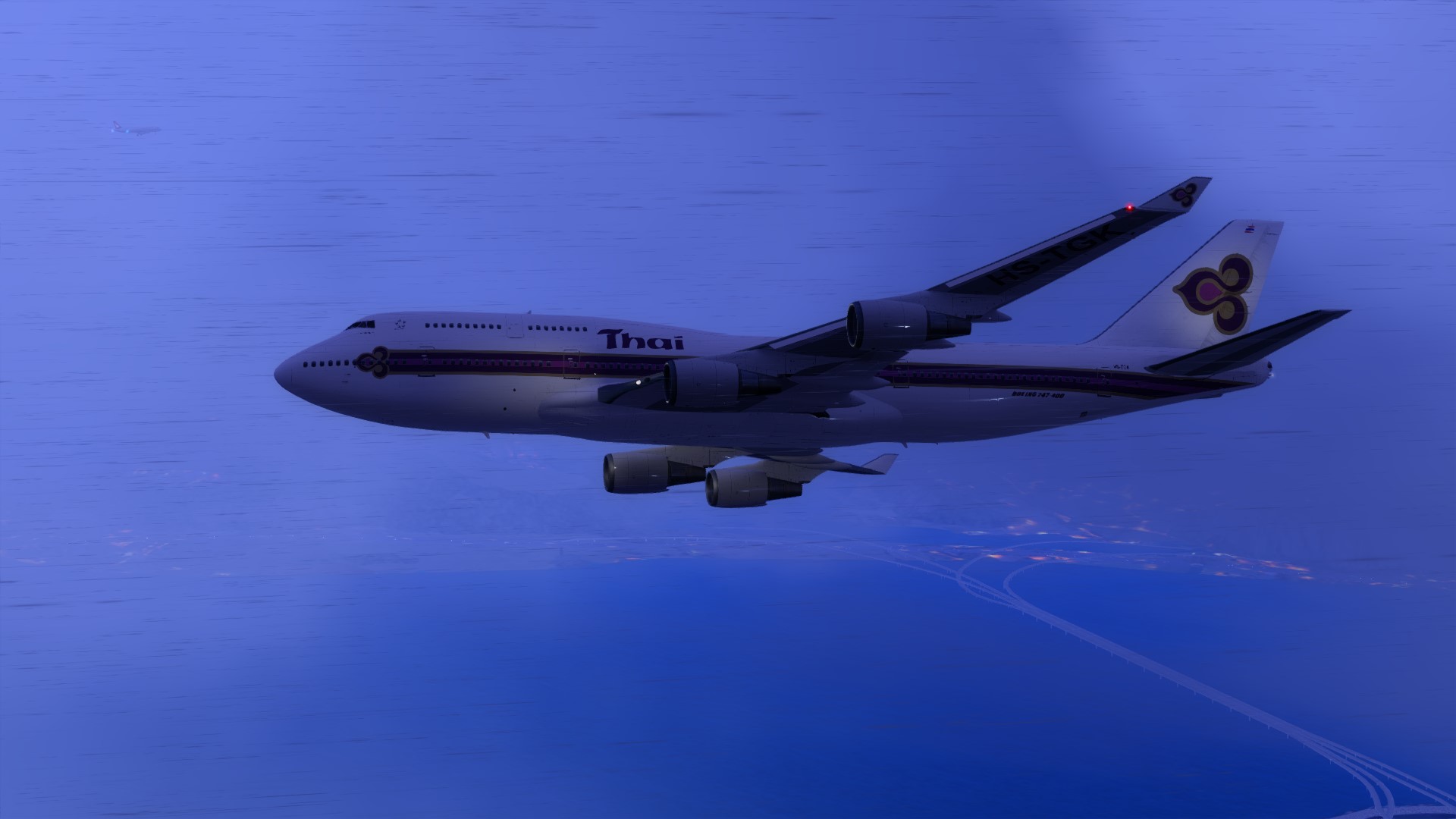 泰航747-4D7降落启德机场-9882 