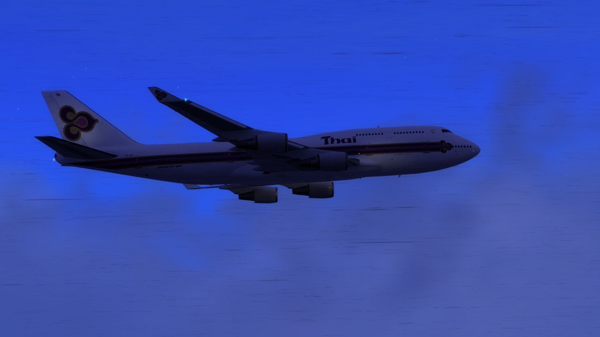 泰航747-4D7降落启德机场-3142 