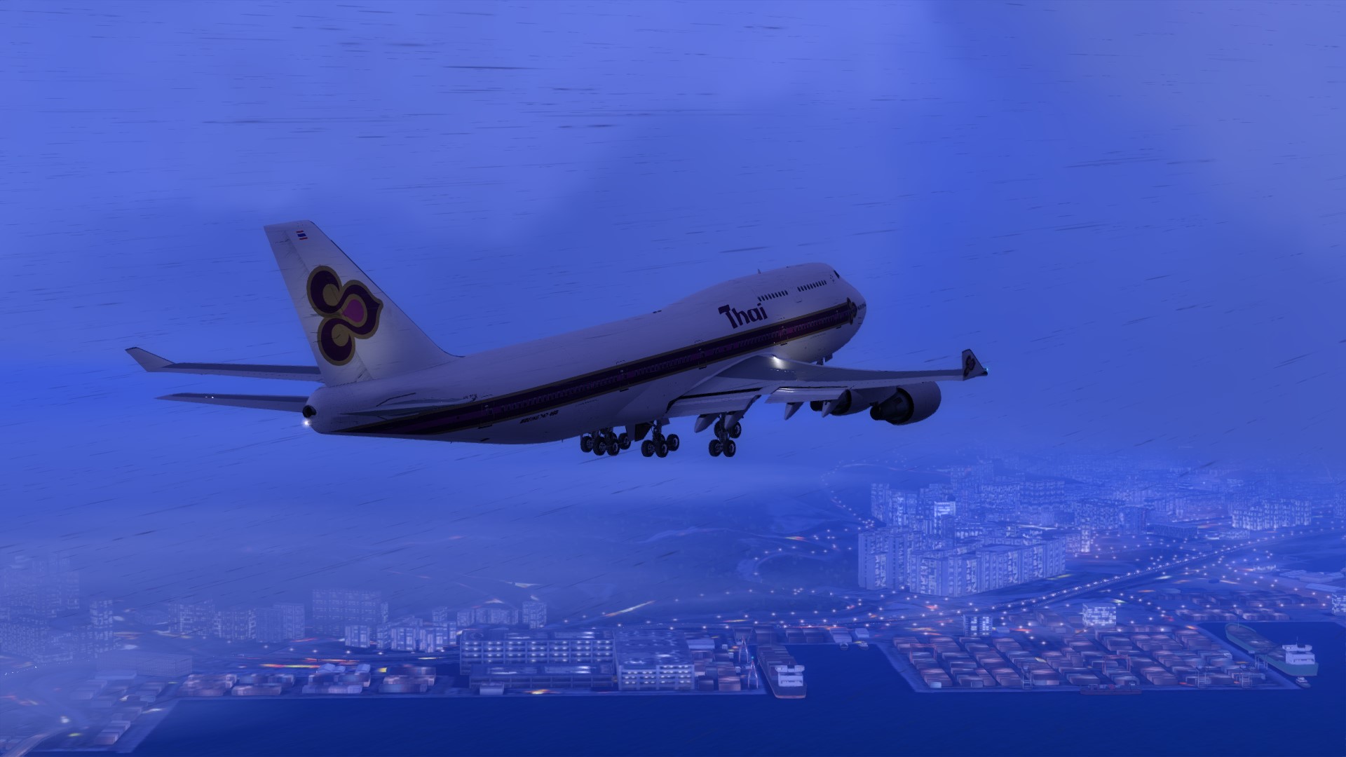 泰航747-4D7降落启德机场-1220 