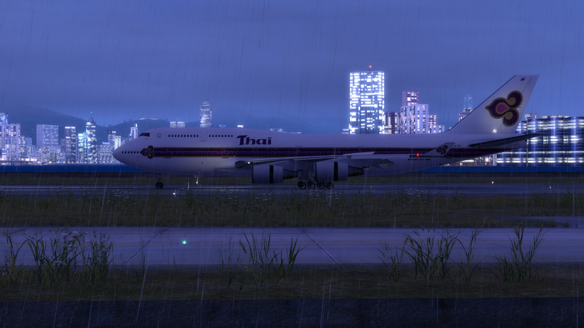 泰航747-4D7降落启德机场-5731 