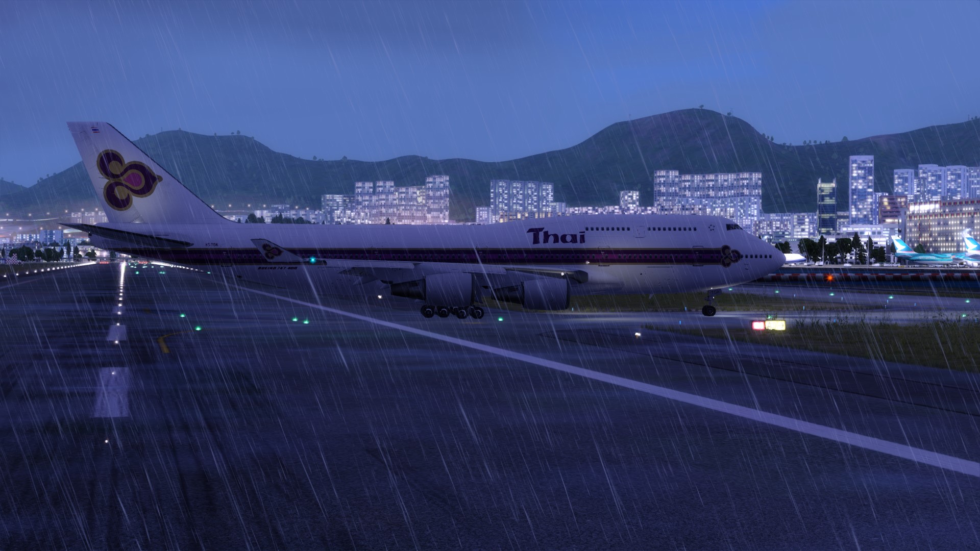 泰航747-4D7降落启德机场-2969 