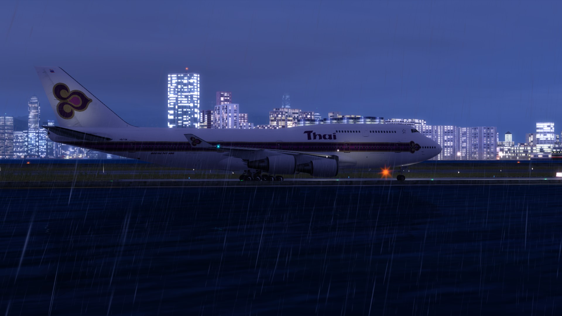 泰航747-4D7降落启德机场-3696 