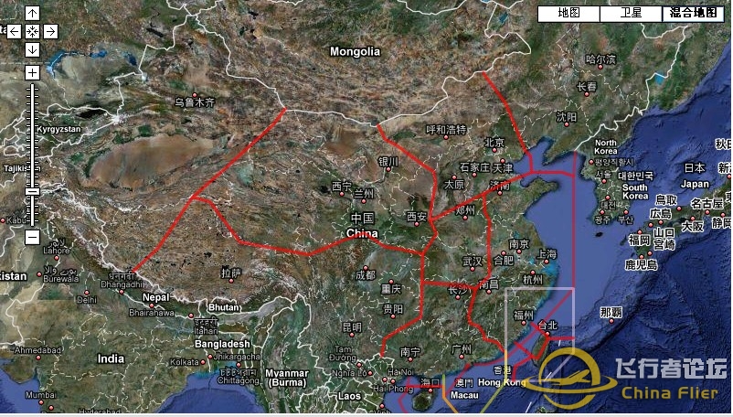 中国飞行情报区划分[谷歌地图]-1793 