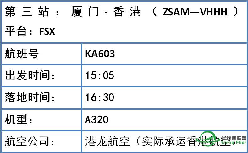 【CA2472新版环球系列】第三站：厦门-香港-7104 