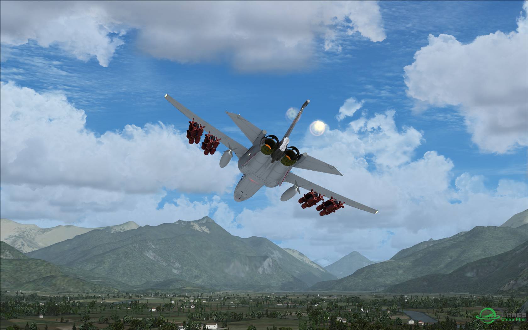 FSX steam原版地景其实也不错: 阿尔卑斯山谷-1205 