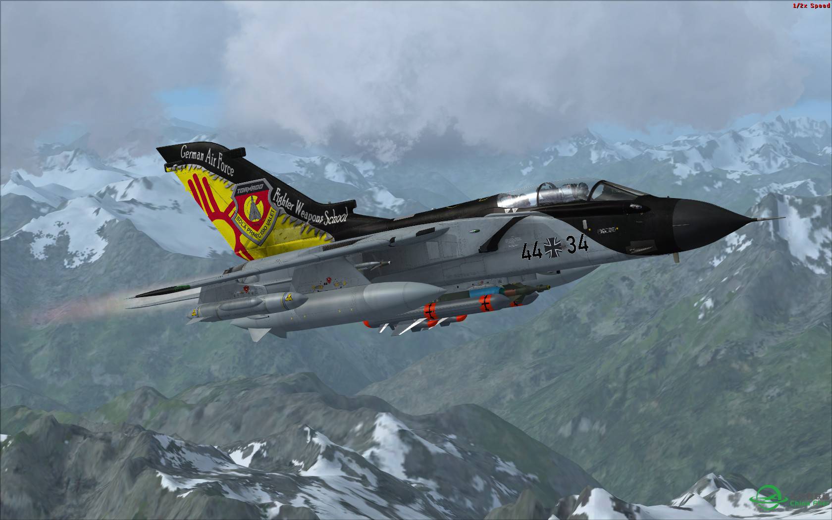 最新版Justflight狂风多用途战斗机+雪峰冰川和云海-9112 