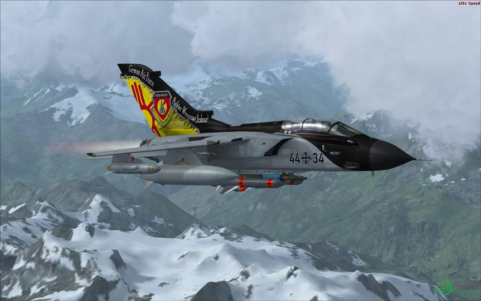 最新版Justflight狂风多用途战斗机+雪峰冰川和云海-3054 