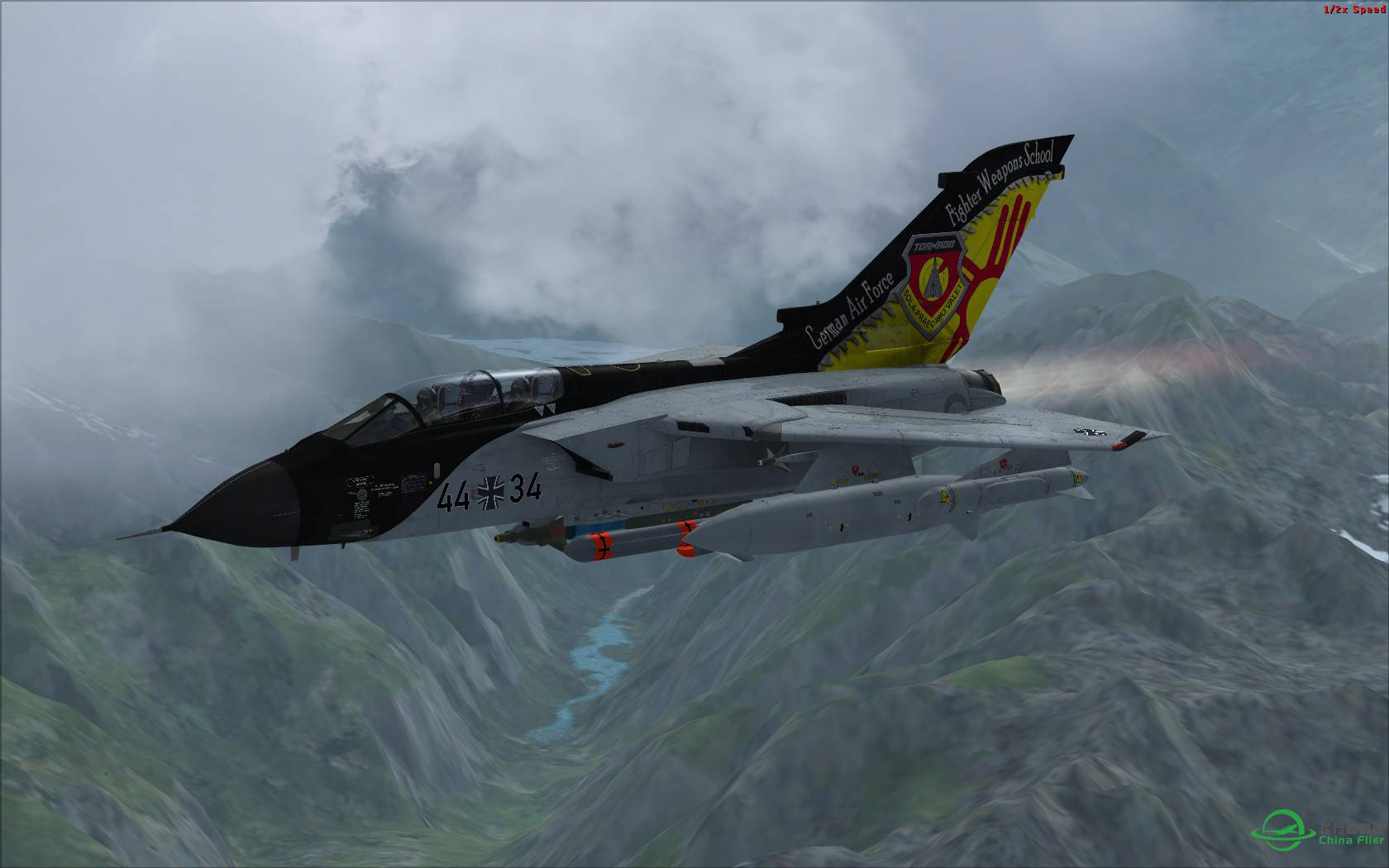 最新版Justflight狂风多用途战斗机+雪峰冰川和云海-9093 