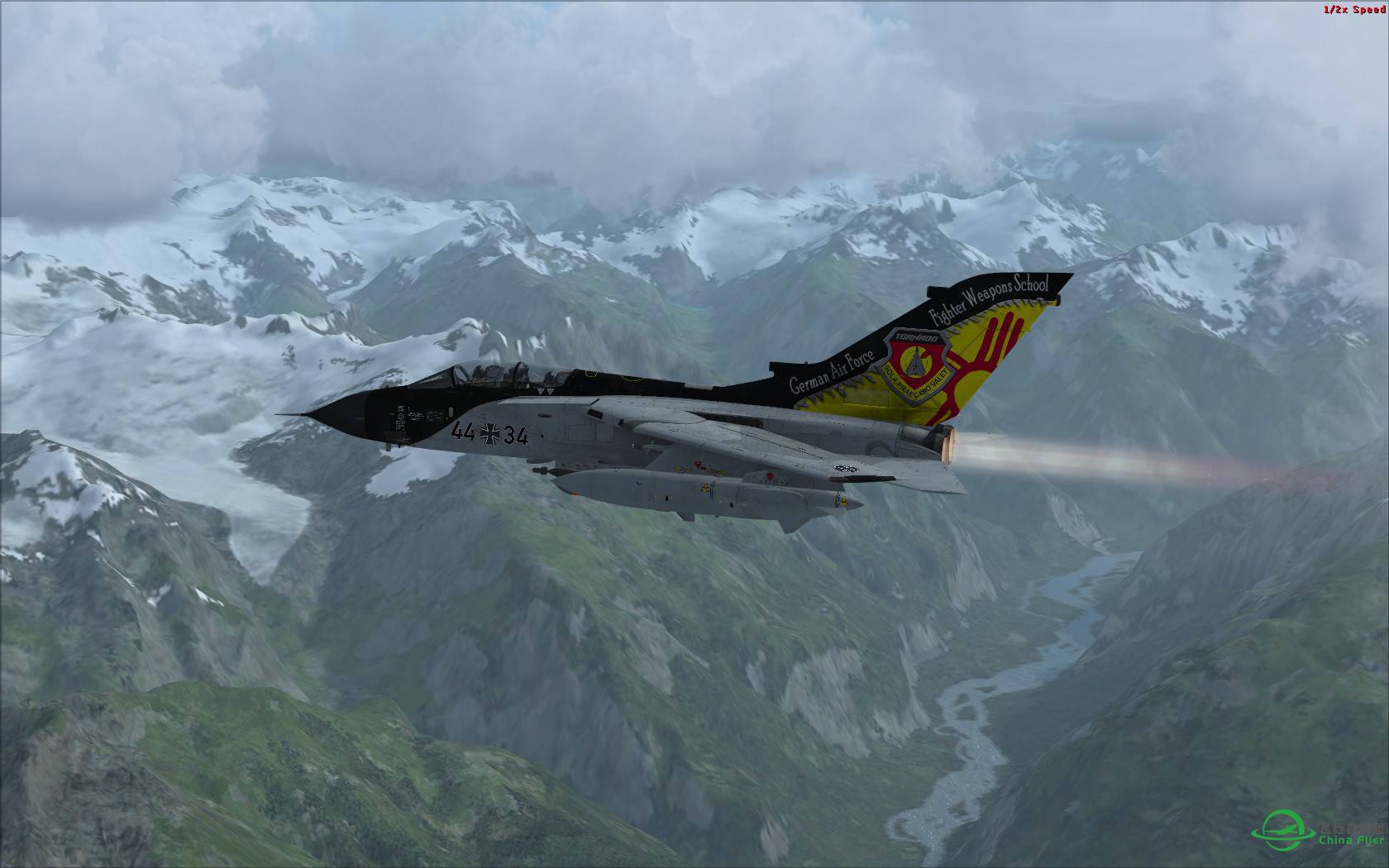 最新版Justflight狂风多用途战斗机+雪峰冰川和云海-4964 