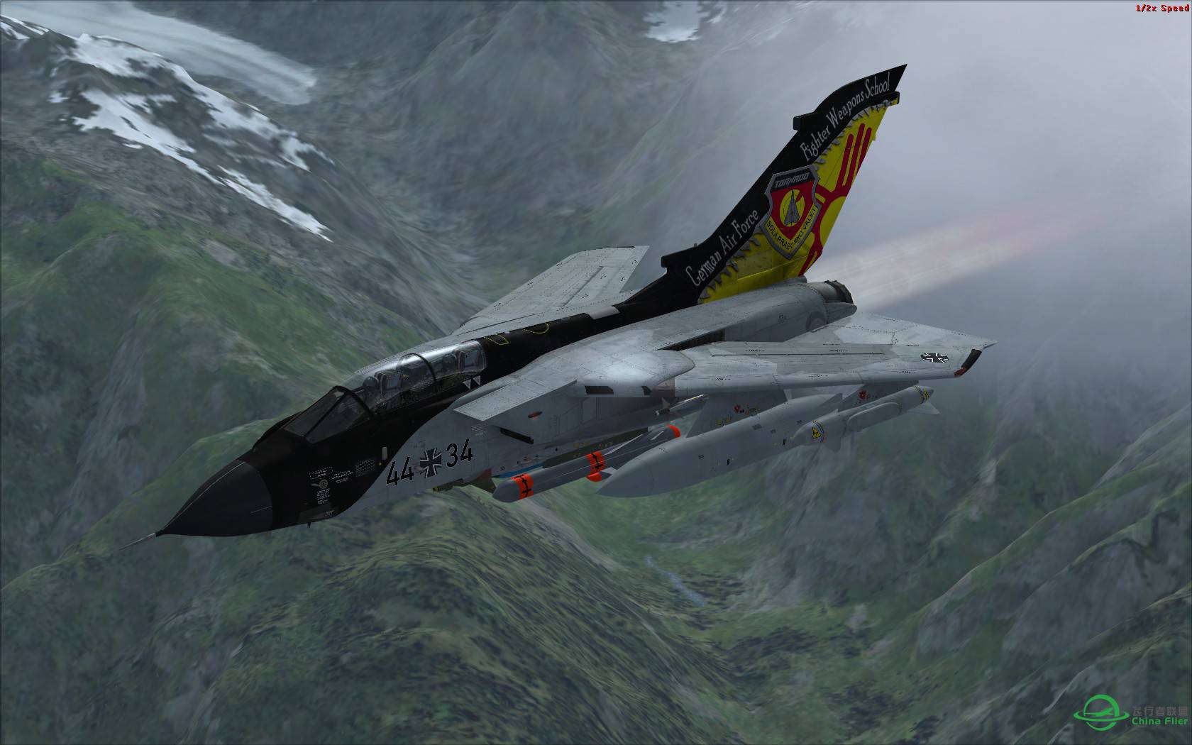 最新版Justflight狂风多用途战斗机+雪峰冰川和云海-6701 
