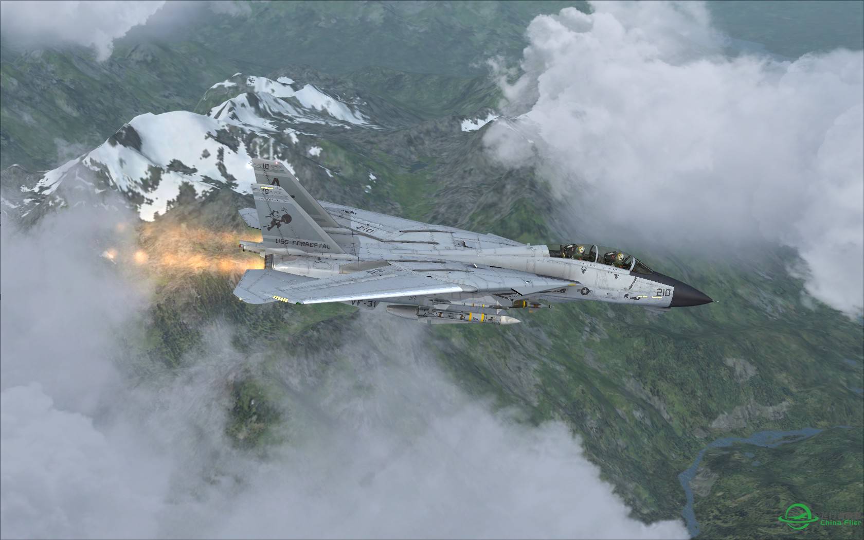 云雾缭绕的蓝色北美冰川地景与水面效果+AS F-14X-5187 