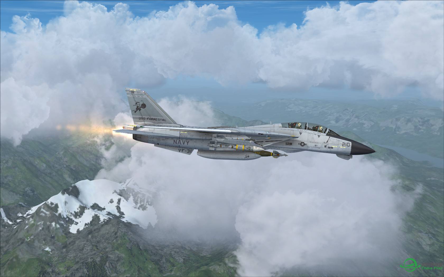 云雾缭绕的蓝色北美冰川地景与水面效果+AS F-14X-862 