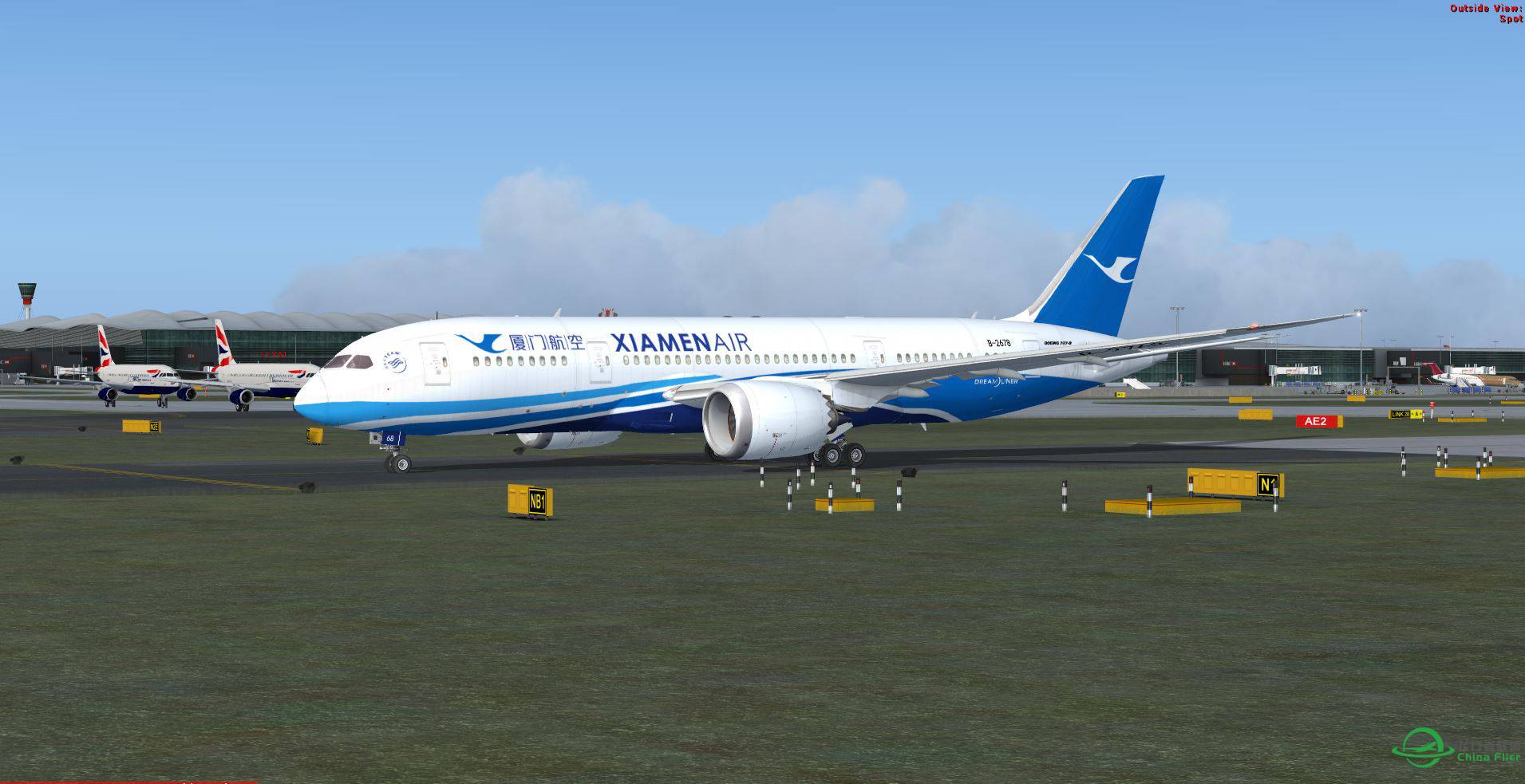 FSX EGLL with XIAMEN AIR b787-5953 