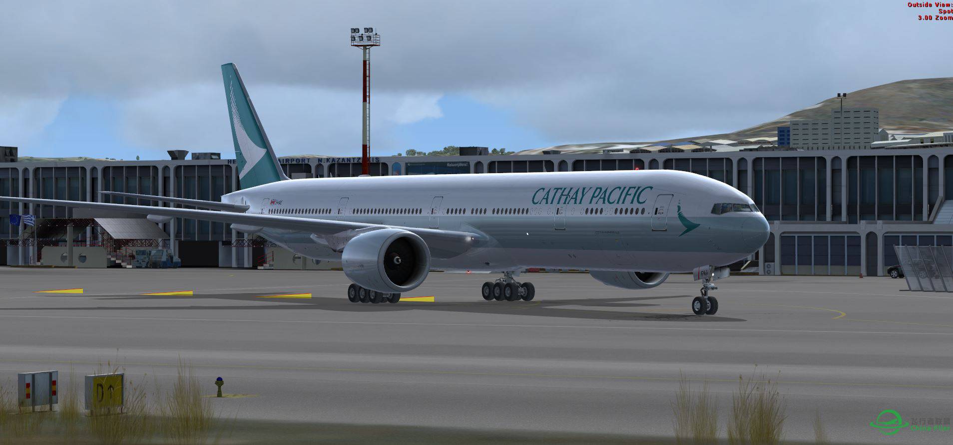 FSX B777 Cathay new texture @ LGIR-2189 