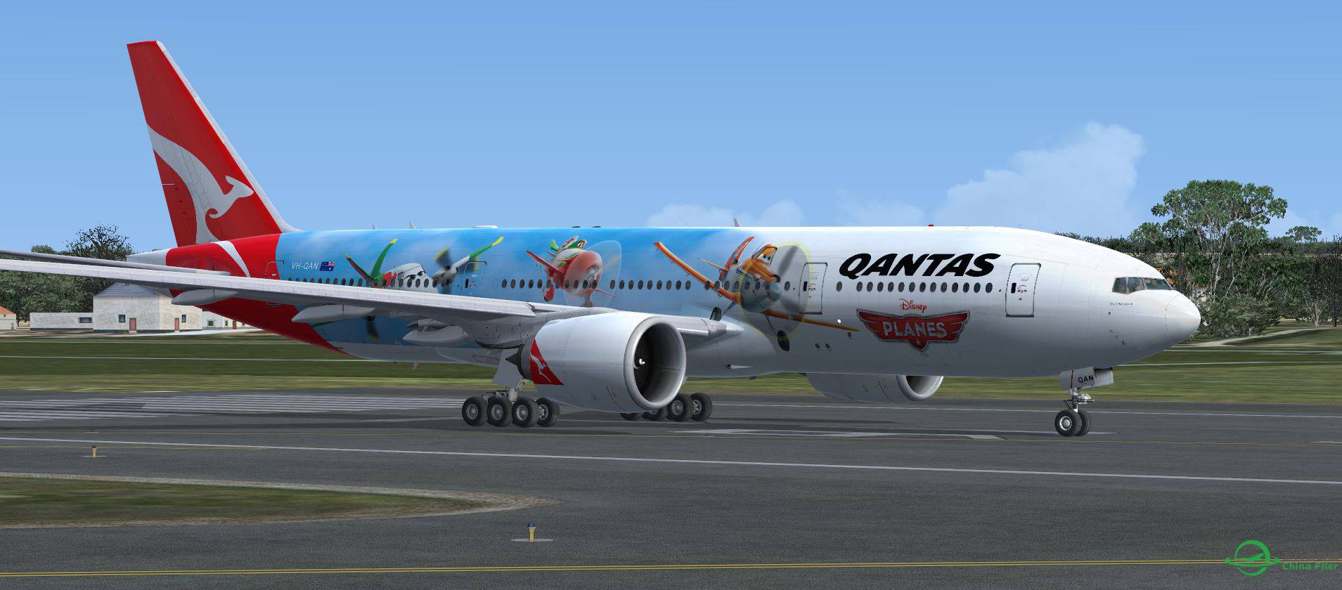 FSX B777 Qantas Disney @ LIRF-7306 