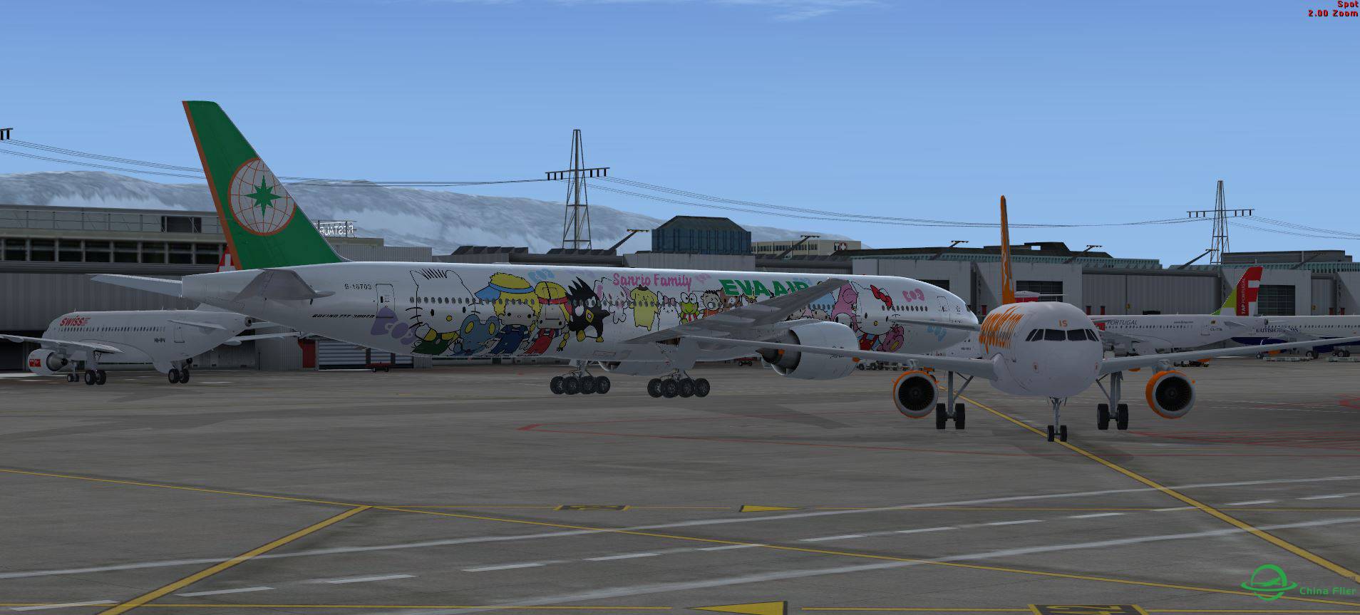 FSX B777 EVA Kitty @ LSGG-3341 