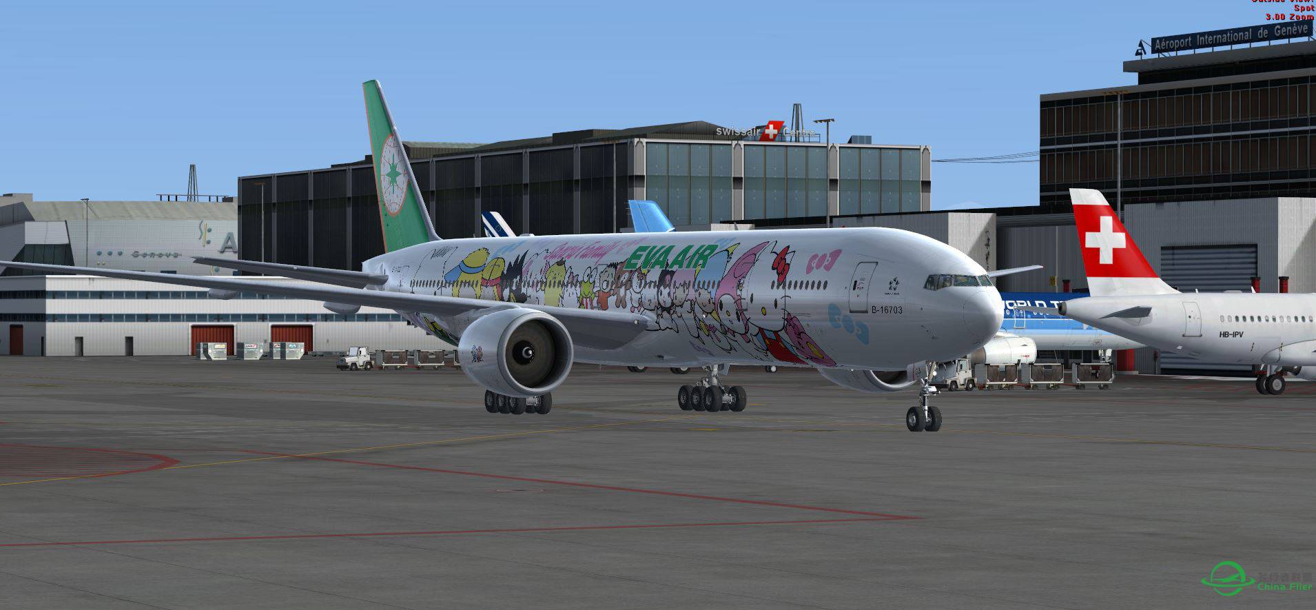 FSX B777 EVA Kitty @ LSGG-8060 