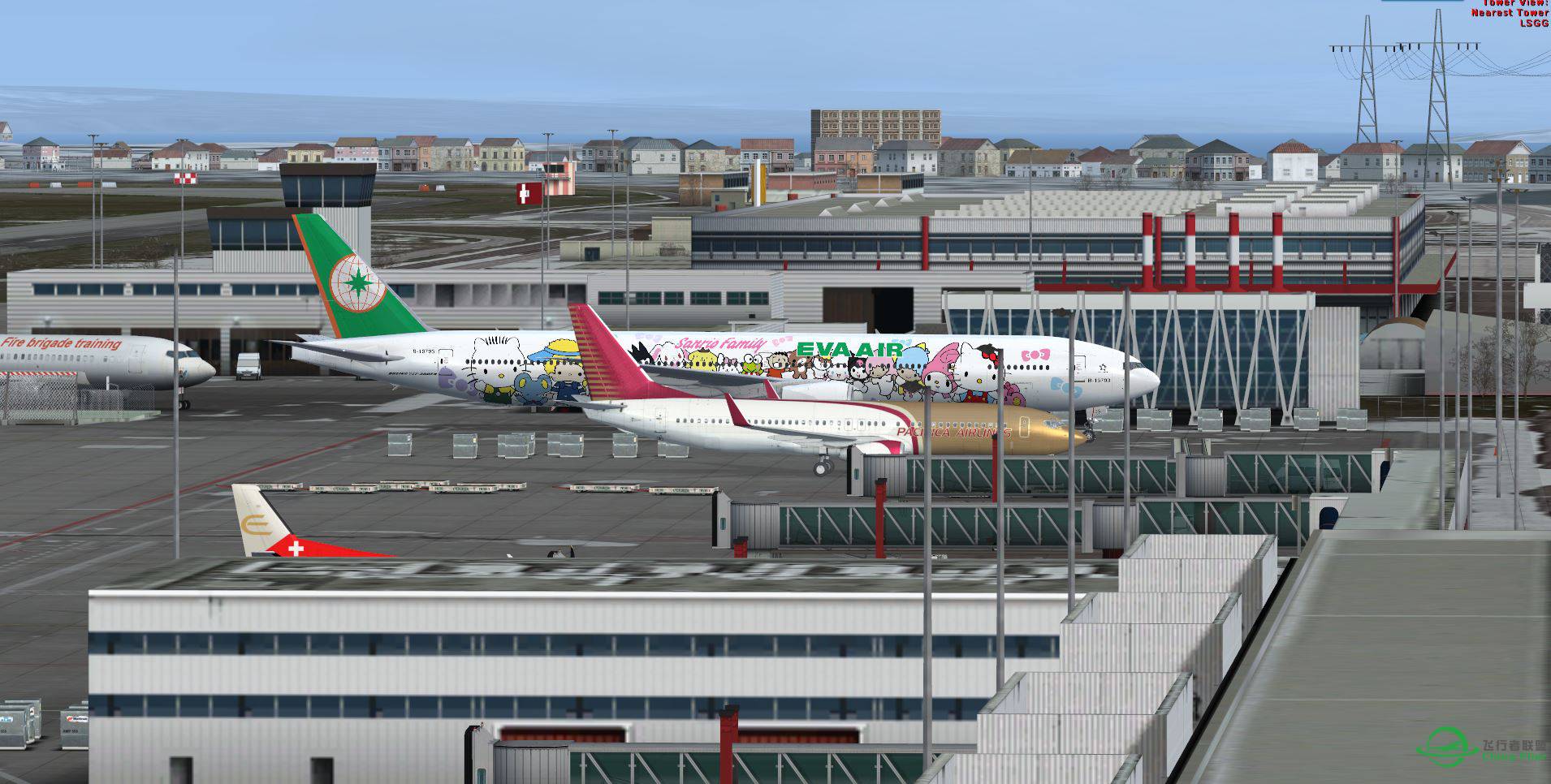 FSX B777 EVA Kitty @ LSGG-9635 