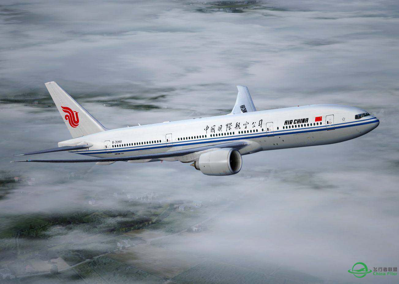 Air China Boeing777-200 北京-斯德哥尔摩-7597 