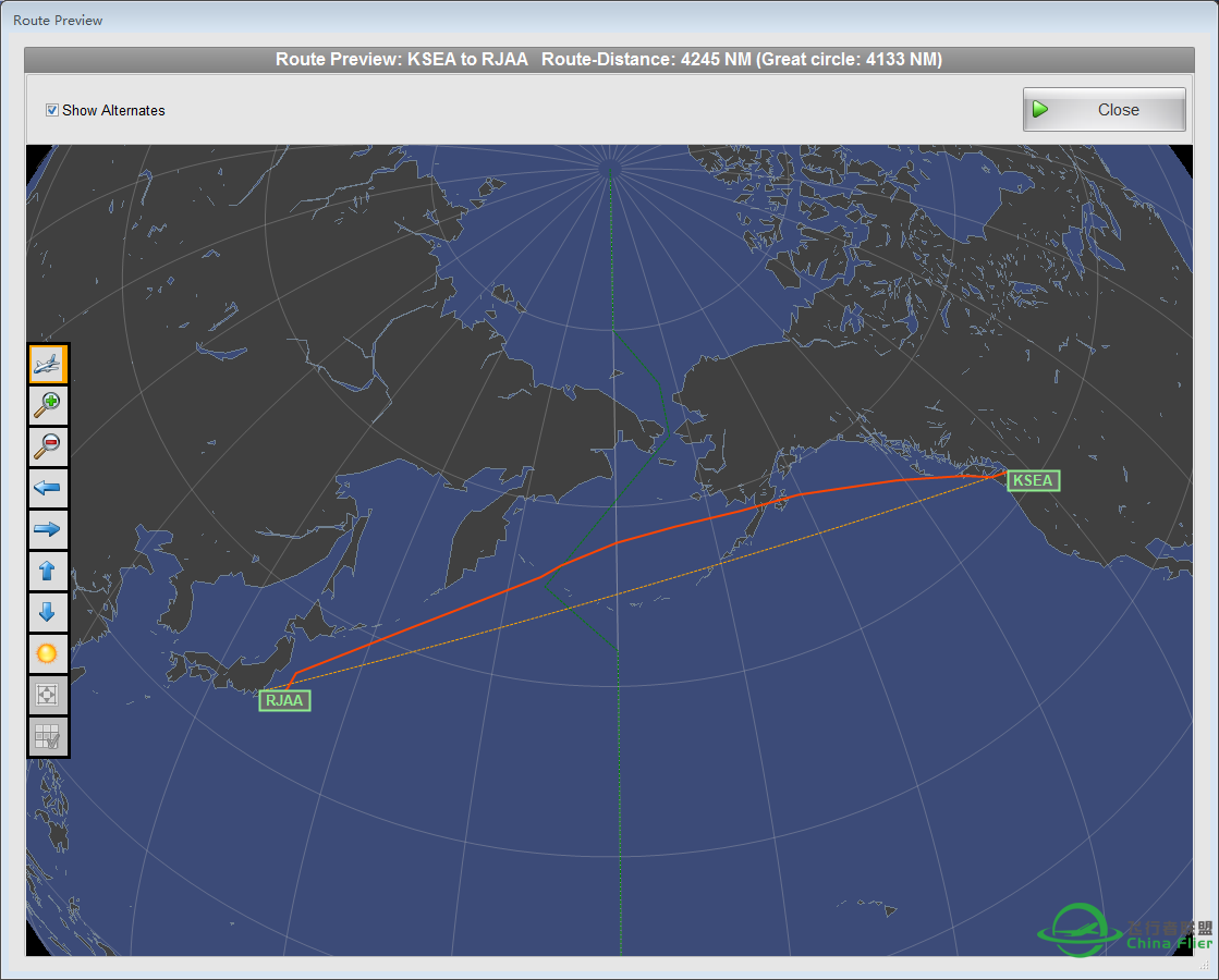 KSEA Seattle-Tacoma Intl.-----&gt;RJAA Narita Intl.-5424 