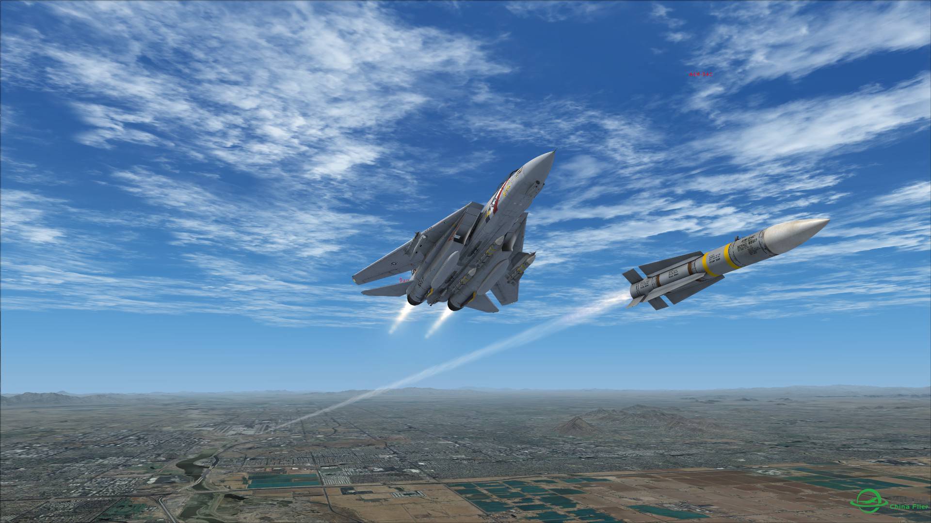 F-14雄猫发射AIM54不死鸟导弹击落靶机-3065 