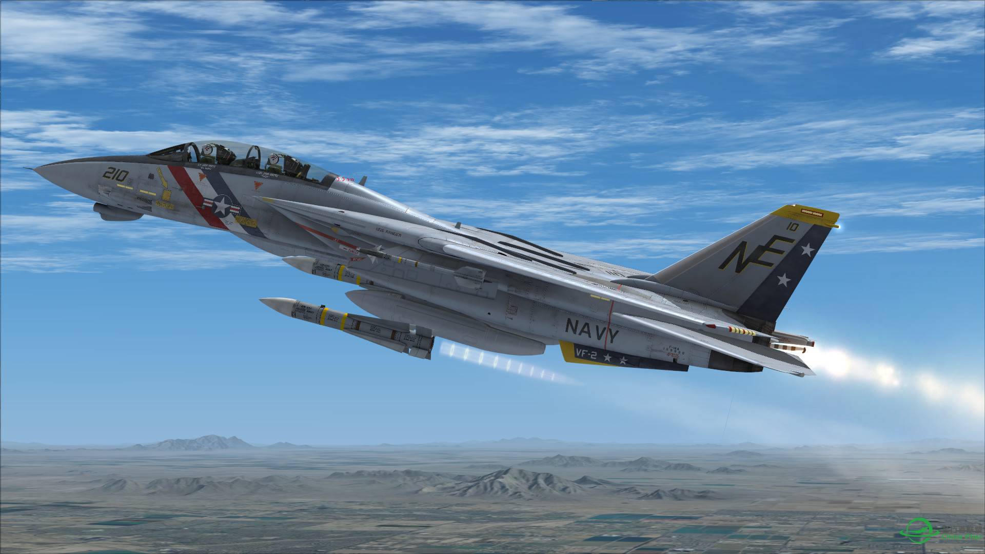 F-14雄猫发射AIM54不死鸟导弹击落靶机-286 