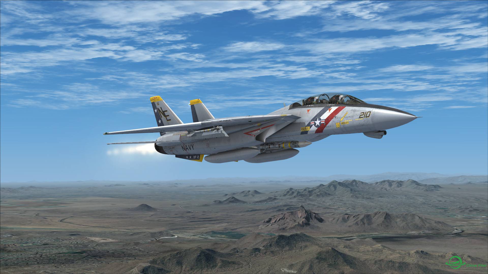 F-14雄猫发射AIM54不死鸟导弹击落靶机-8012 