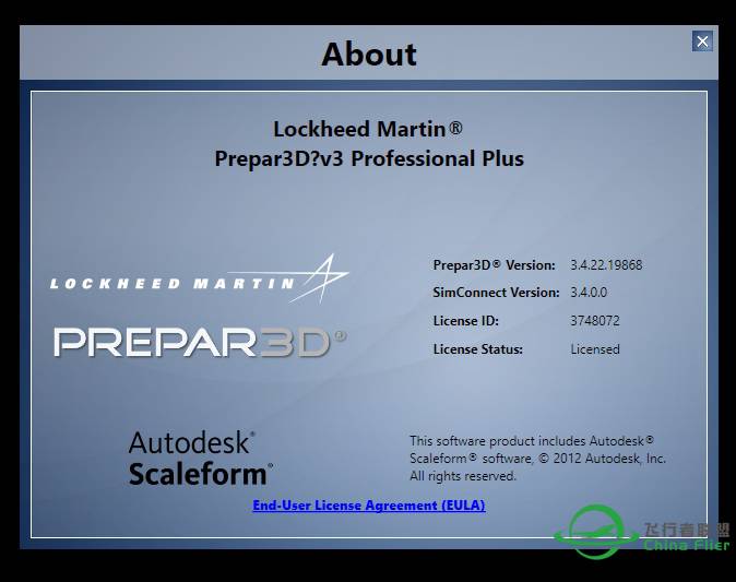 报喜：终于搞定P3D最新升级了。20块现大洋省了。-3108 