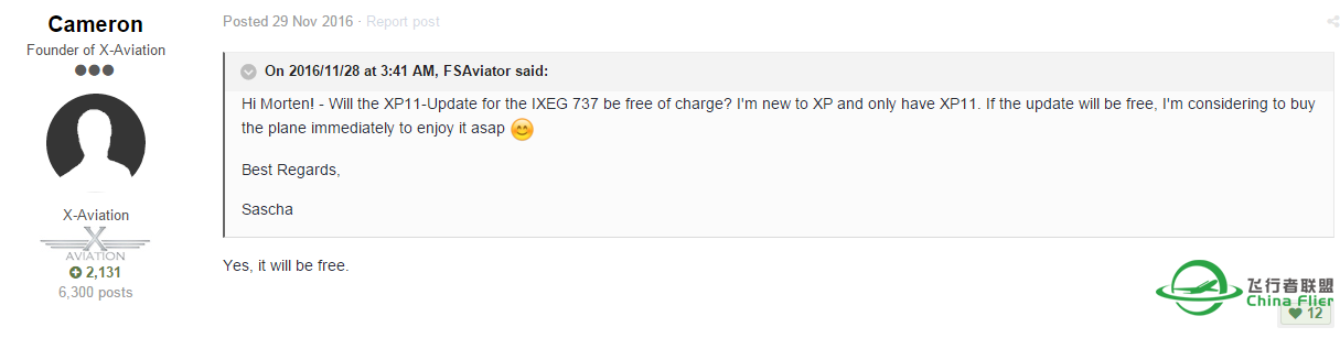 刚从X-PILOT上看到个老帖，IXEG733可以免费升级为XP11版本-6434 