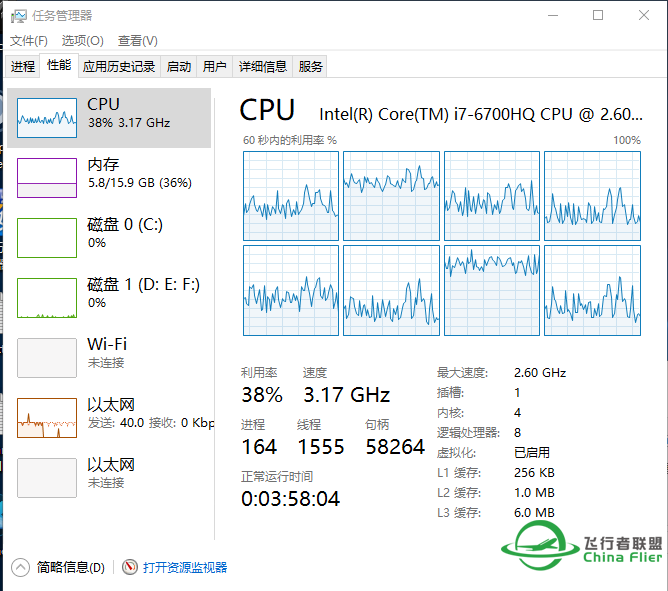 来人比较一下：win10更新后CPU使用情况-32 