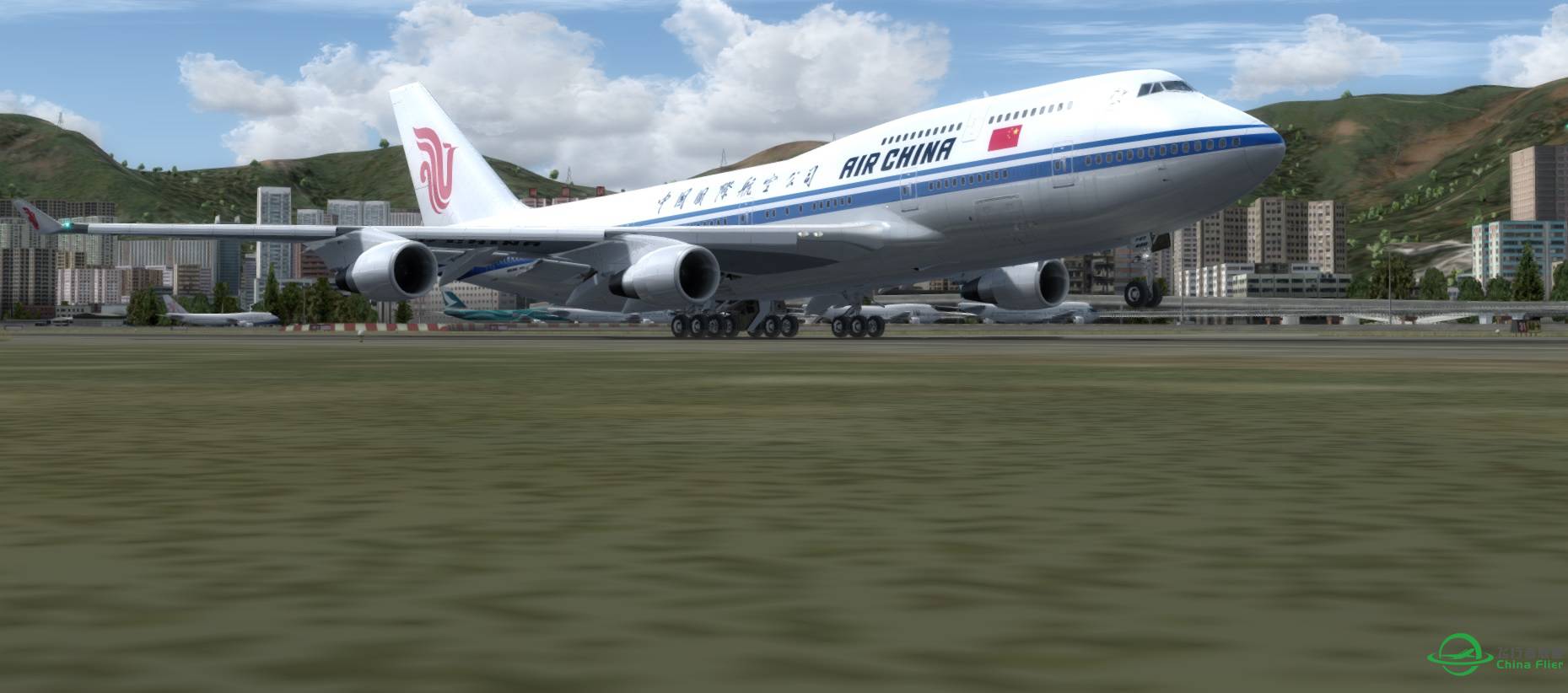 新装P3DV4版PMDG747，一切正常，飞一个穿越。-2341 