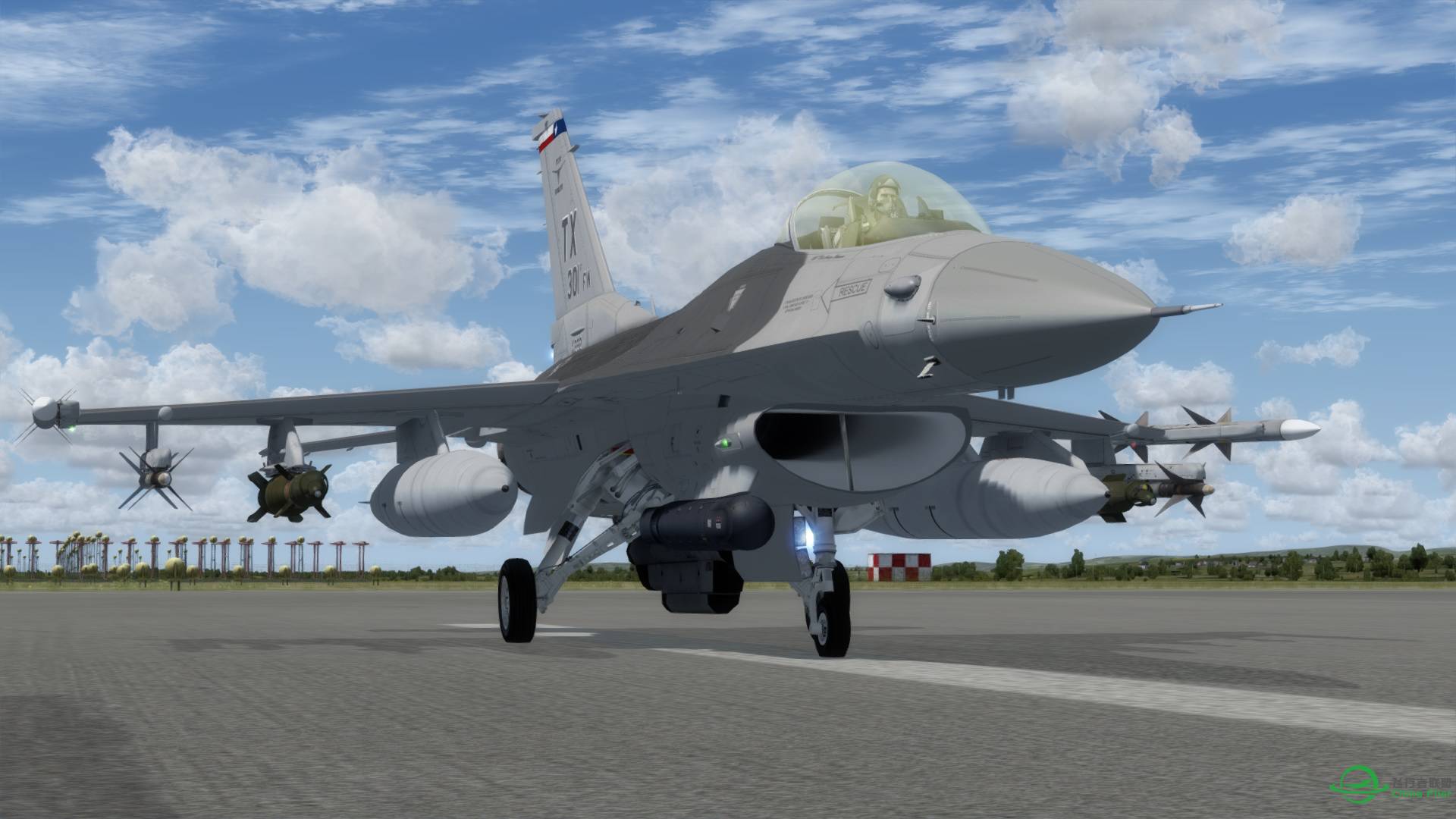 Aerosoft F-16 起落EGFF，并浏览英国加的夫市。-6885 