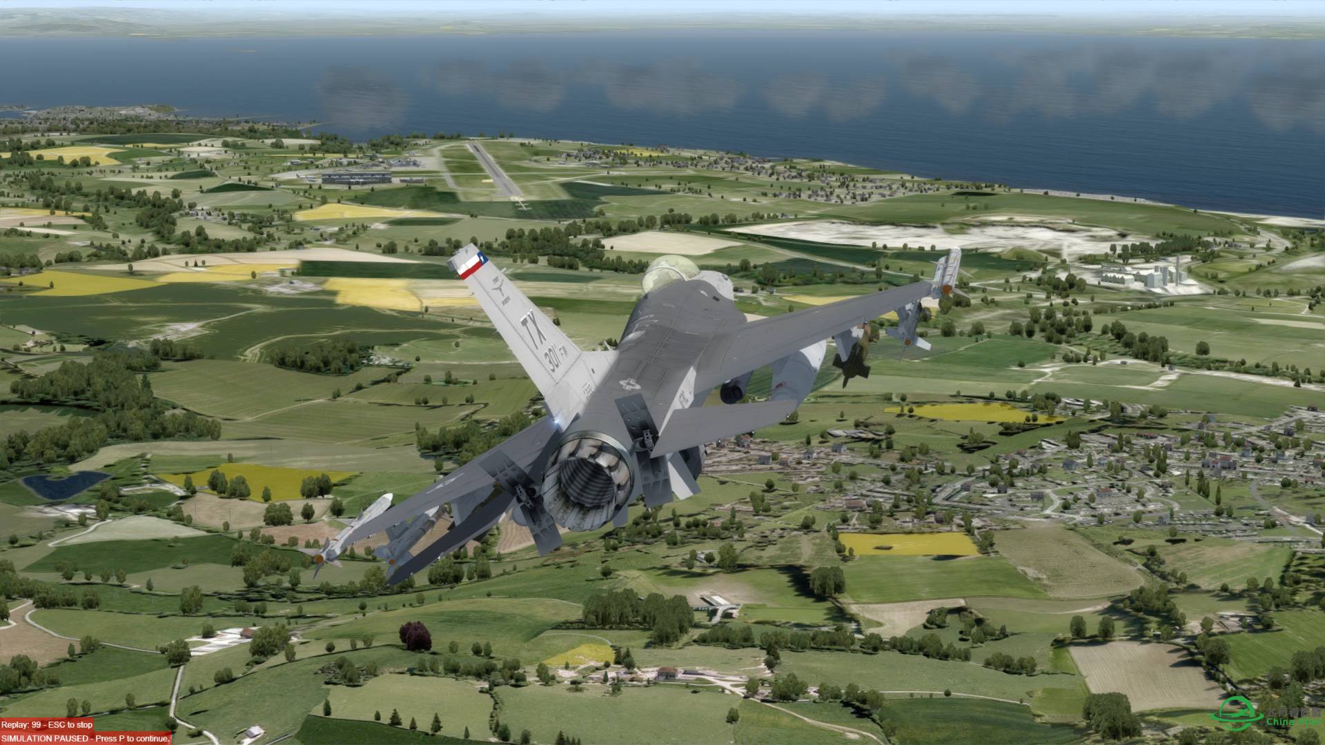 Aerosoft F-16 起落EGFF，并浏览英国加的夫市。-2573 