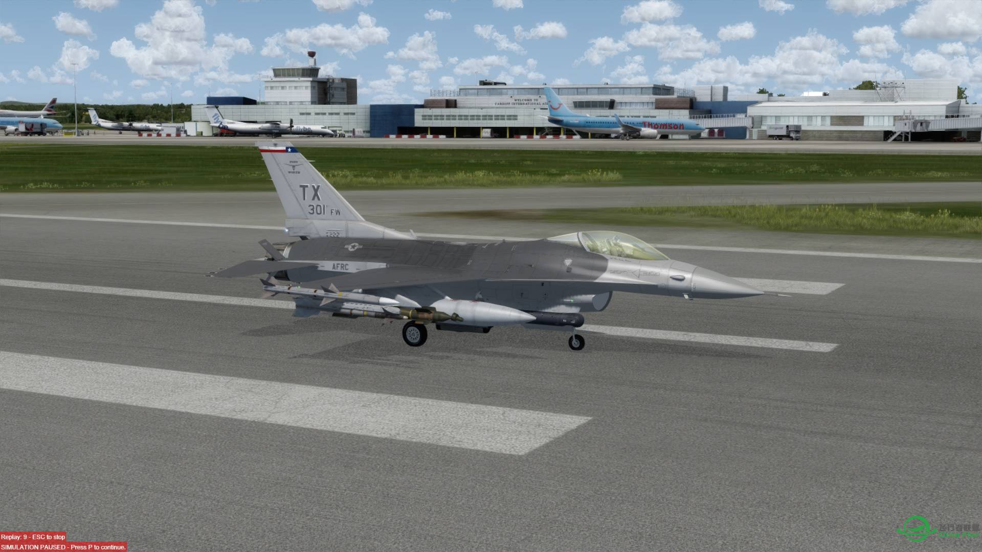 Aerosoft F-16 起落EGFF，并浏览英国加的夫市。-6861 