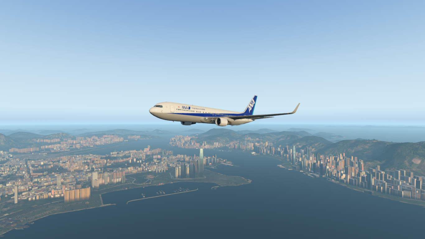 xplane11 全日空飞跃香港上空-3995 