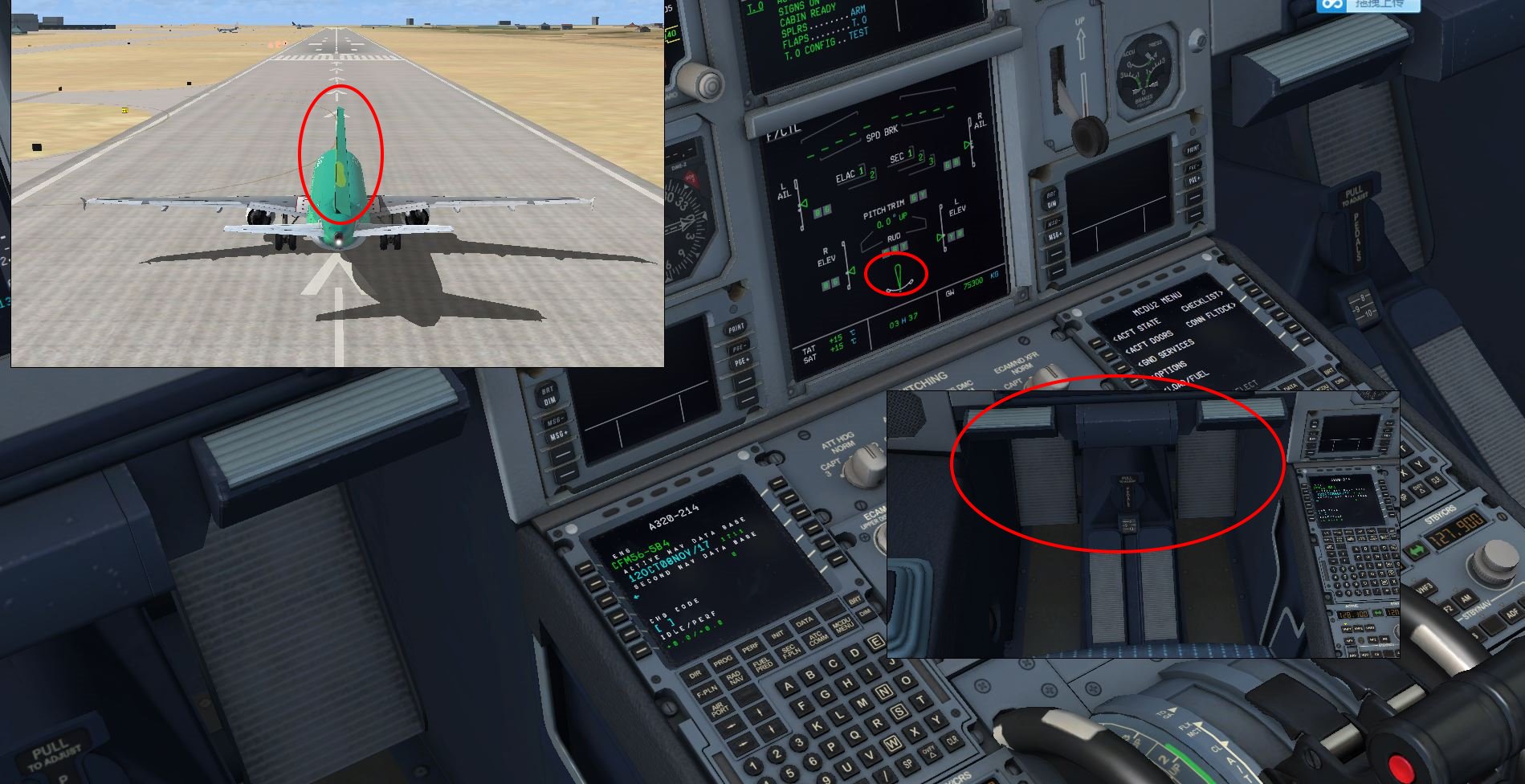 aerosoft a320踩rudder踏板和flight control显示怎么都不会动?-1453 