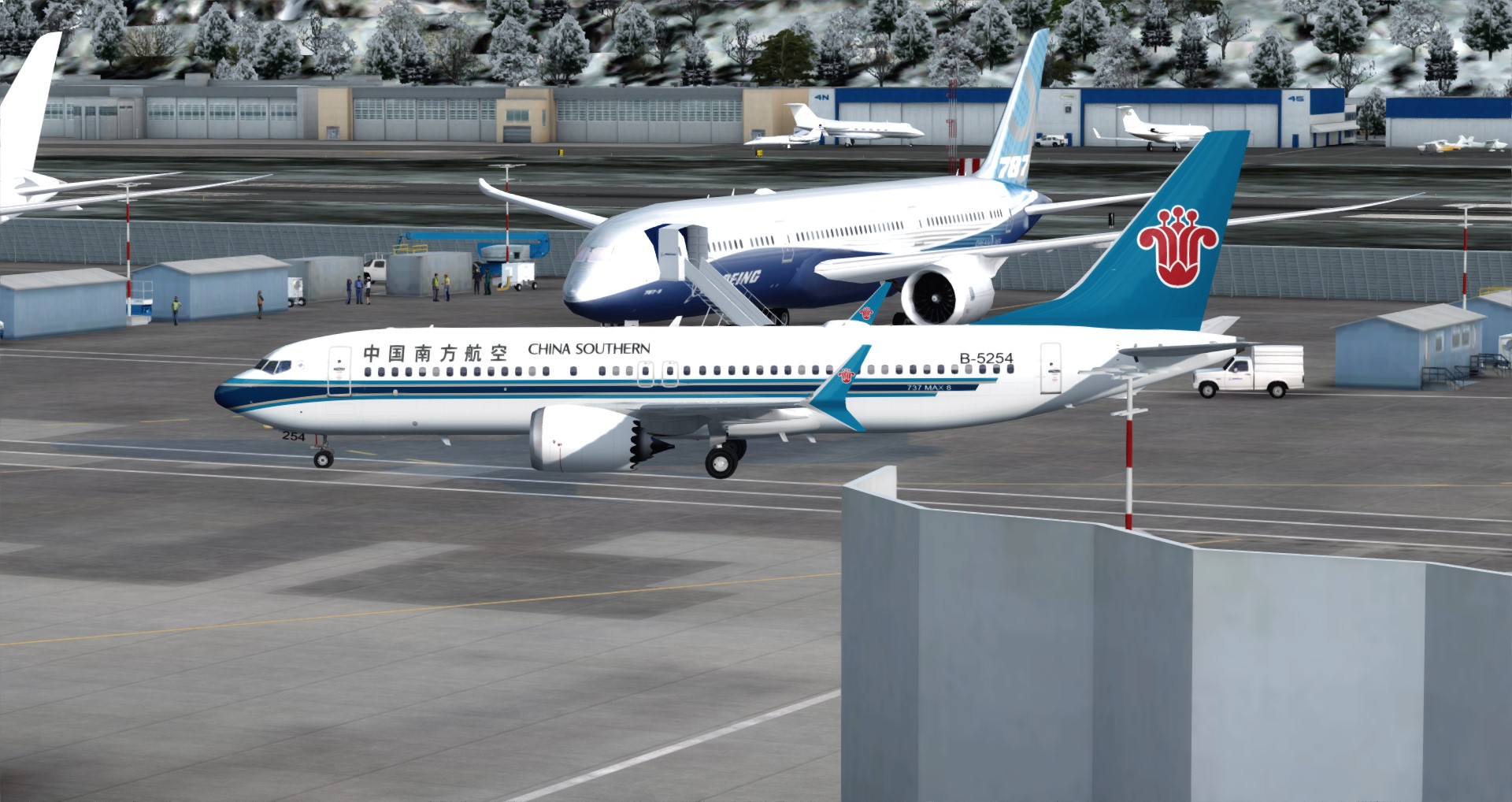 P3D V4 南航737 MAX 8 西雅图机场KBFI接机回国-9279 