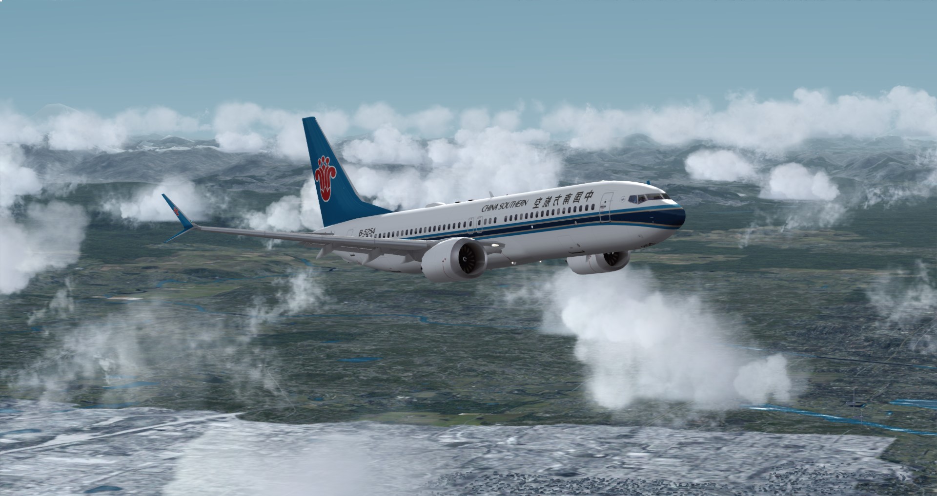 P3D V4 南航737 MAX 8 西雅图机场KBFI接机回国-4473 