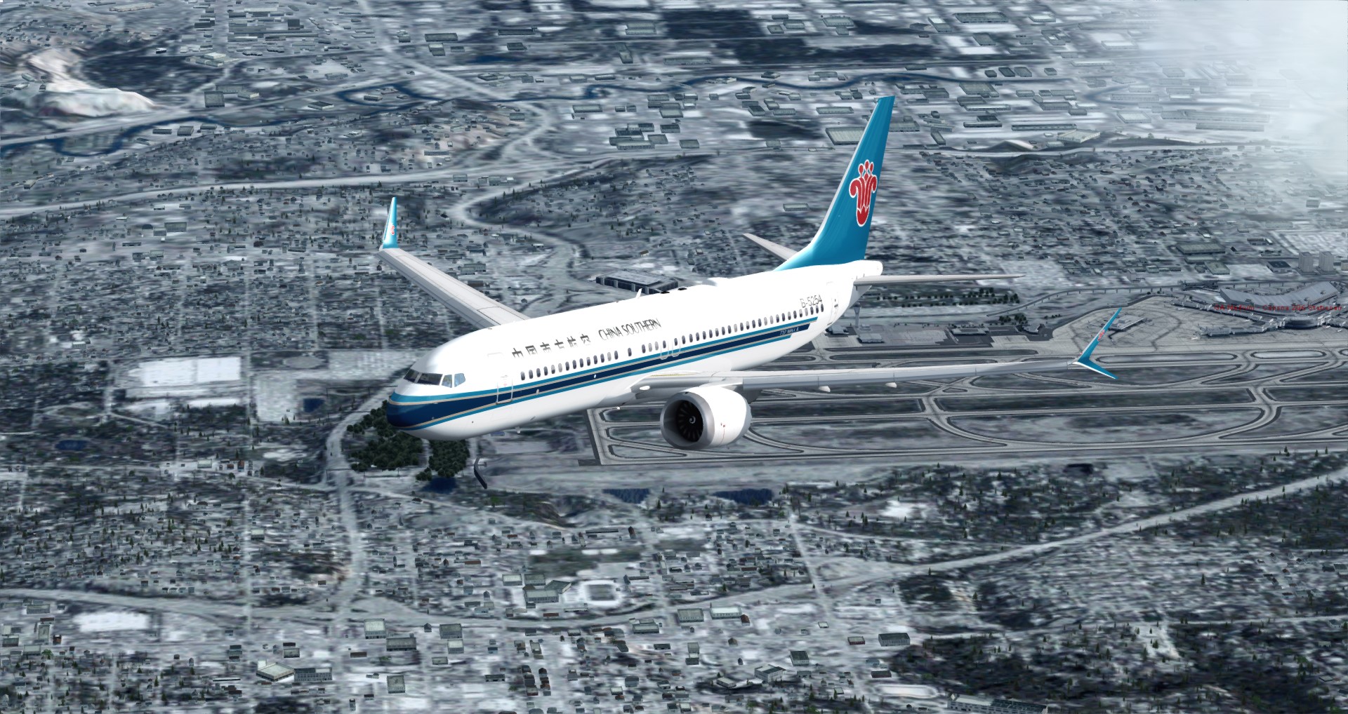 P3D V4 南航737 MAX 8 西雅图机场KBFI接机回国-873 