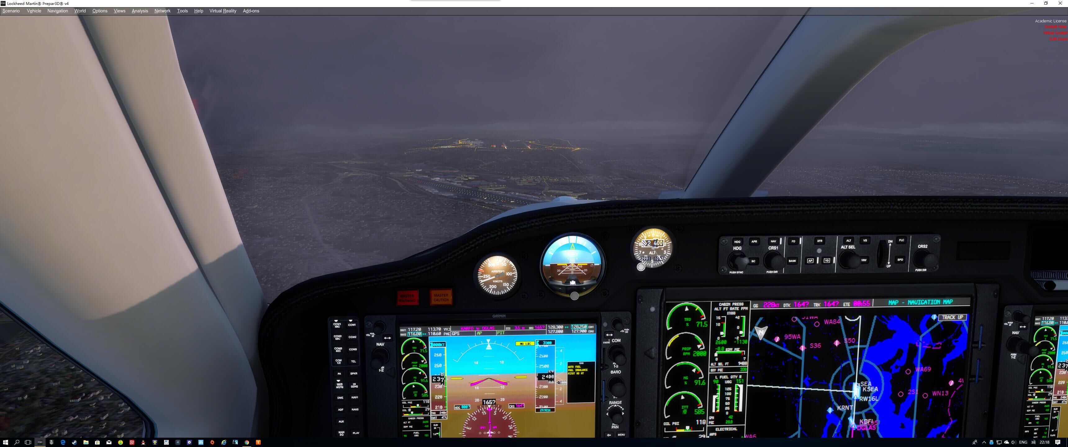 TBM850 Dusk Approach KSEA-3398 