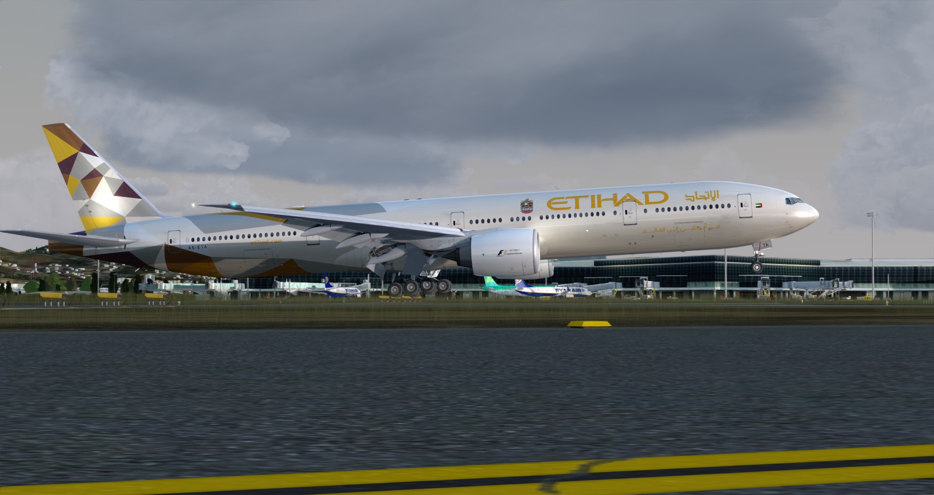 P3D V4 77W Etihad Airways OMAA-LEBL-6921 